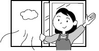 換気ができない場所では使用しない。