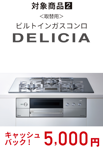 対象商品２：＜取替用＞ビルトインガスコンロ DELICIA