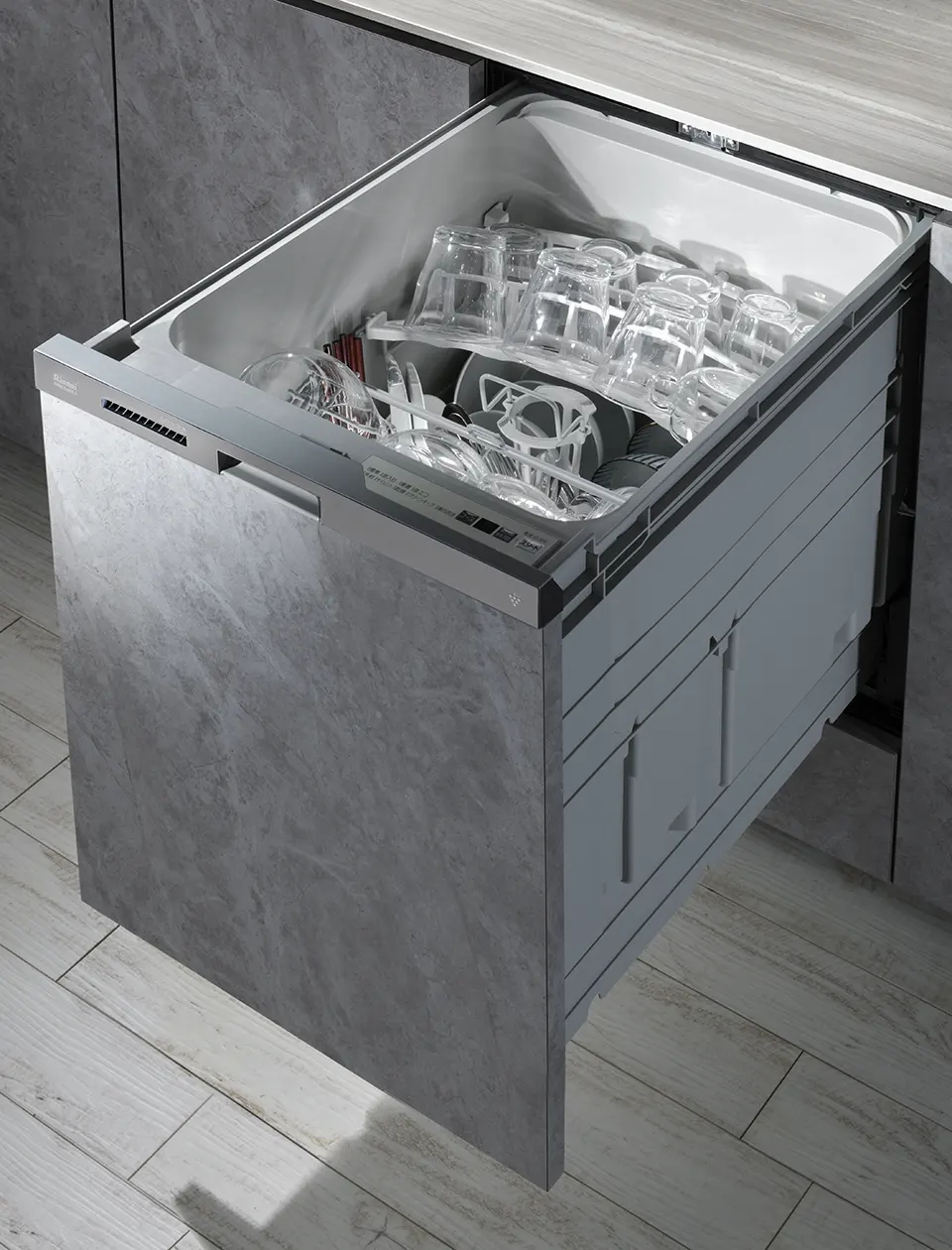 リンナイ 食器洗い乾燥機 約4人分 幅45cm スライドオープンタイプ（深型） ミドルグレード ステンレス調 ビルトイン  - 3