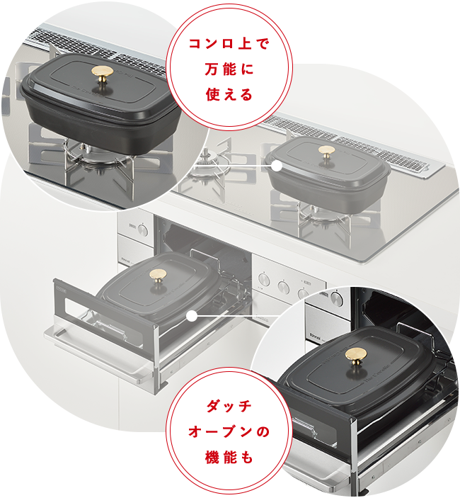 ダッチオーブンの機能も コンロ上で万能に使える