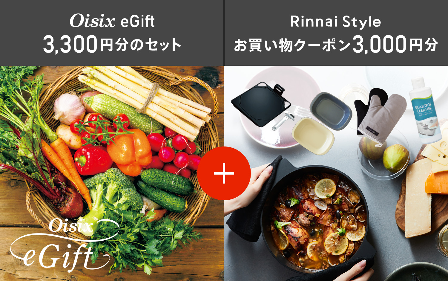Oisix eGift 3,300円分のセット + Rinnai Style お買い物クーポン3,000円分